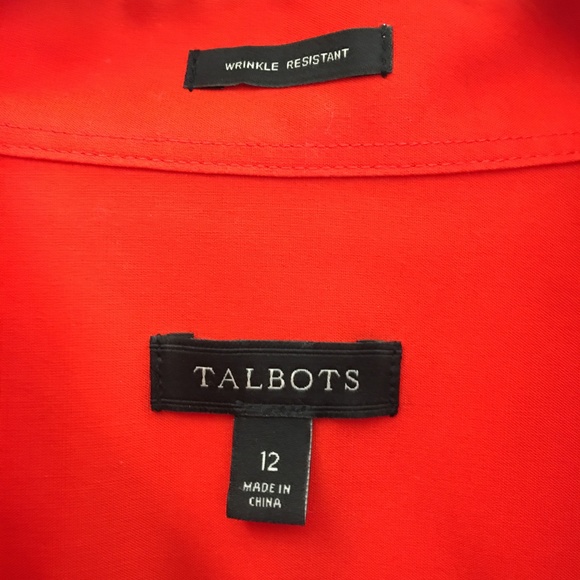 TALBOTS Poppy Red Button Down Long Sleeve Shirt 12 - Picture 3 of 4